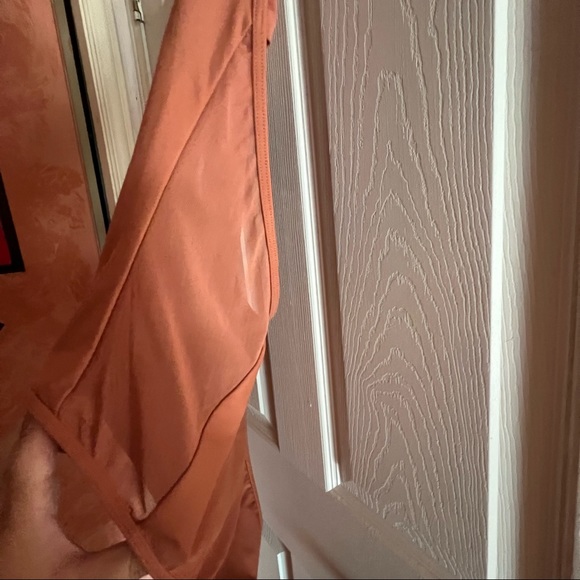 NWOT Aerie One Piece Terracotta Halter Swimsuit with Mesh size XL - Picture 2 of 5